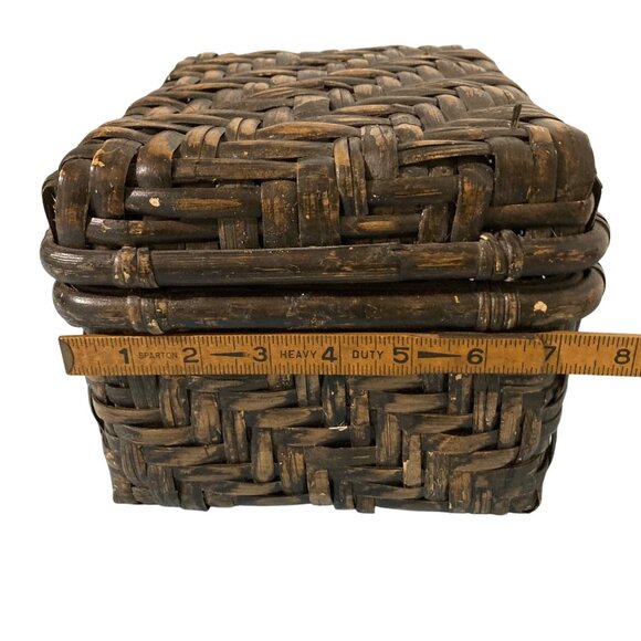 Vintage Japanese Bamboo Wicker Tea Basket Box - Picture 8 of 10
